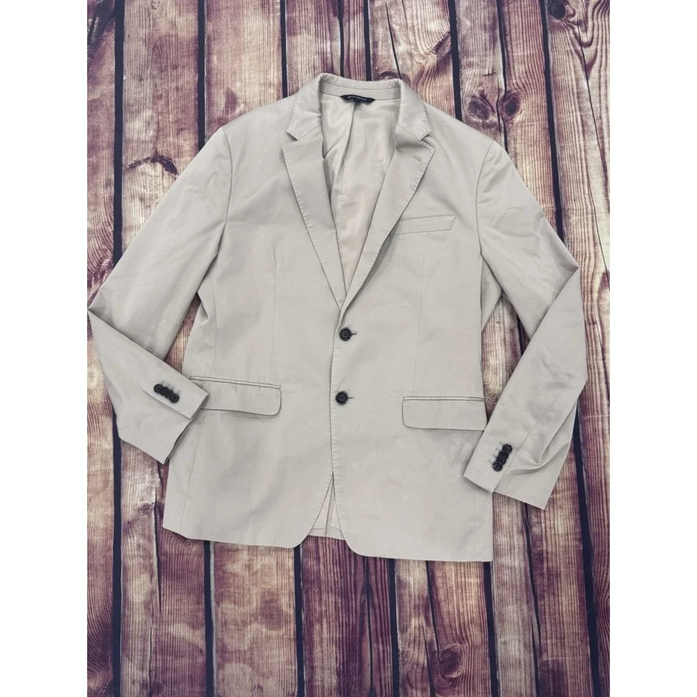 Banana Republic Men's Beige Solid 2-Button Notch Lapel Blazer 42R Regular